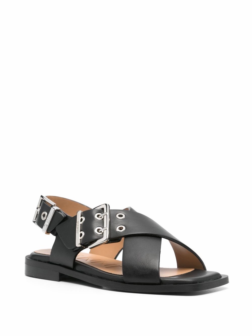 Ganni Women's Black Strappy Buckle Sandals